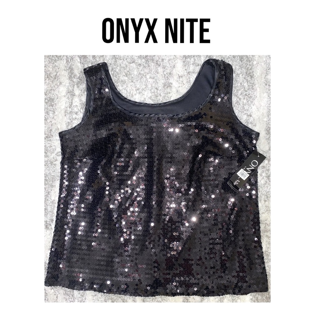 NWT ONYX NITE Black sequin top